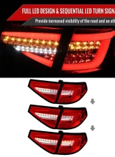 Spec-D LED Sequential Tube Tail Lights Chrome Housing/Red Lens Subaru Impreza WRX Hatchback 2008-2014                                     - LT-WRX085RLED-SQ-TM - Image 2