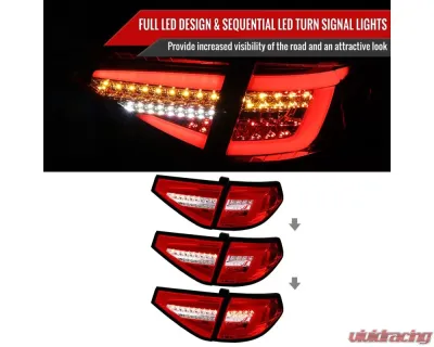 Spec-D LED Sequential Tube Tail Lights Chrome Housing/Red Lens Subaru Impreza WRX Hatchback 2008-2014 - LT-WRX085RLED-SQ-TM