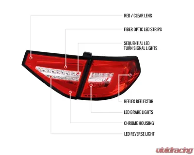 Spec-D LED Sequential Tube Tail Lights Chrome Housing/Red Lens Subaru Impreza WRX Hatchback 2008-2014 - LT-WRX085RLED-SQ-TM