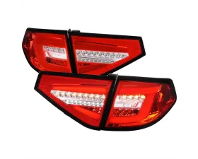 Spec-D LED Sequential Tube Tail Lights Chrome Housing/Red Lens Subaru Impreza WRX Hatchback 2008-2014