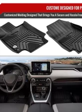 Spec-D 3PC All Weather Black TPE Floor Mats Toyota RAV4 2019-2022                                     - MAT-RAV19A-MP - Image 3
