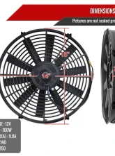 Spec-D Universal 14 Inch 12V/160W Radiator Cooling Fan Kit                                     - RAD3F-FAN14 - Image 2