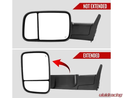 Spec-D Black Power Heated Towing Mirrors With Clear Lens LED Turn Signal Dodge RAM 1500 | Dodge RAM 2500/3500 1988-2002 - RMX-RAM98HP-G1-FS