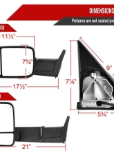 Spec-D Black Power Heated Towing Mirrors With Clear Lens LED Turn Signal Dodge RAM 1500 | Dodge RAM 2500/3500 1988-2002                                     - RMX-RAM98HP-G1-FS - Image 7