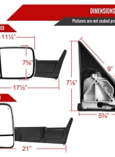 Spec-D Chrome Power Heated Towing Mirrors With Clear Lens LED Turn Signal Dodge RAM 1500 | RAM 2500/3500 1998-2002                                     - RMX-RAM98HP-G2-FS - Image 5