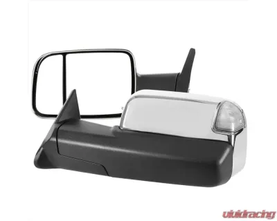 Spec-D Chrome Power Heated Towing Mirrors With Clear Lens LED Turn Signal Dodge RAM 1500 | RAM 2500/3500 1998-2002 - RMX-RAM98HP-G2-FS