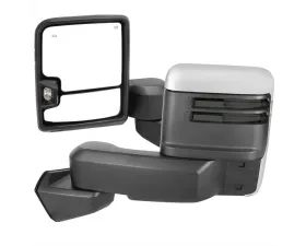 Spec-D Power Adjustable, Heated, Manual Extendable Chrome Towing Mirrors with Smoke Lens LED Turn Signal and Clearance Lights GMC Sierra 1500 2019-2022