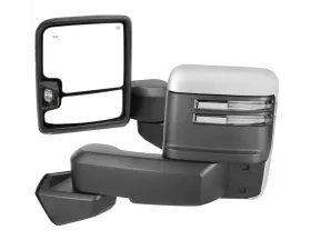 Spec-D Power Adjustable, Heated, Manual Extendable Chrome Towing Mirrors with Clear Lens LED Turn Signal and Clearance LightsGMC Sierra 1500 2019-2022