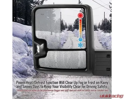 Spec-D Power Adjustable, Heated, Manual Extendable Black Towing Mirrors with Smoke Lens LED Turn Signal and Clearance Lights GMC Sierra 1500 2019-2022 - RMX-SIE1915G3GHP-FS