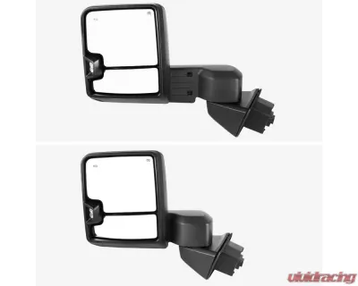 Spec-D Power Adjustable, Heated, Manual Extendable Black Towing Mirrors with Smoke Lens LED Turn Signal and Clearance Lights GMC Sierra 1500 2019-2022 - RMX-SIE1915G3GHP-FS