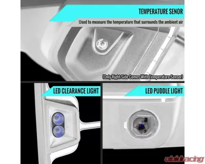 Spec-D Power Adjustable, Heated, Manual Extendable Black Towing Mirrors with Smoke Lens LED Turn Signal and Clearance Lights GMC Sierra 1500 2019-2022 - RMX-SIE1915G3GHP-FS