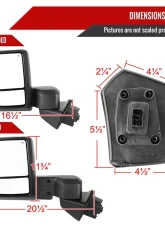 Spec-D Power Adjustable, Heated, & Manual Extendable Black Towing Mirrors w/ Clear Lens LED Turn Signal & Clearance Lights GMC Sierra 2019-2024                                     - RMX-SIE1915G3HP-FS - Image 8