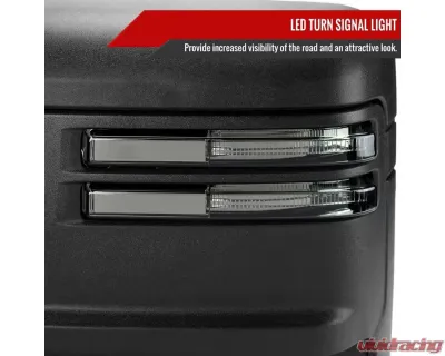 Spec-D Power Adjustable, Heated, Manual Extendable Black Towing Mirrors with Smoke Lens LED Turn Signal and Clearance Lights GMC Sierra 1500 2019-2022 - RMX-SIE1915G3GHP-FS