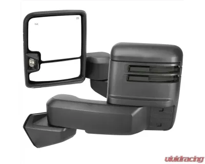 Spec-D Power Adjustable, Heated, Manual Extendable Black Towing Mirrors with Smoke Lens LED Turn Signal and Clearance Lights GMC Sierra 1500 2019-2022 - RMX-SIE1915G3GHP-FS