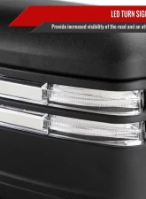 Spec-D Power Adjustable, Heated, & Manual Extendable Black Towing Mirrors w/ Clear Lens LED Turn Signal & Clearance Lights GMC Sierra 2019-2024                                     - RMX-SIE1915G3HP-FS - Image 5