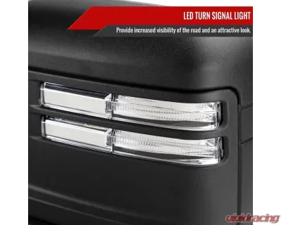 Spec-D Power Adjustable, Heated, & Manual Extendable Black Towing Mirrors w/ Clear Lens LED Turn Signal & Clearance Lights GMC Sierra 2019-2024 - RMX-SIE1915G3HP-FS