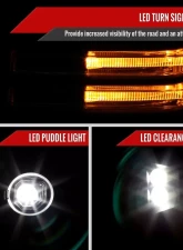 Spec-D Power Adjustable, Heated, & Manual Extendable Black Towing Mirrors w/ Clear Lens LED Turn Signal & Clearance Lights GMC Sierra 2019-2024                                     - RMX-SIE1915G3HP-FS - Image 2