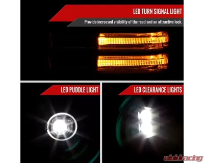 Spec-D Power Adjustable, Heated, & Manual Extendable Black Towing Mirrors w/ Clear Lens LED Turn Signal & Clearance Lights GMC Sierra 2019-2024 - RMX-SIE1915G3HP-FS