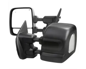 Spec-D Power Adjustable, BSM, Memory Fuction, Manually Extendable Black Towing Mirrors with Clear Lens LED Turn Signal and Puddle Lights Nissan Titan 2016-2022