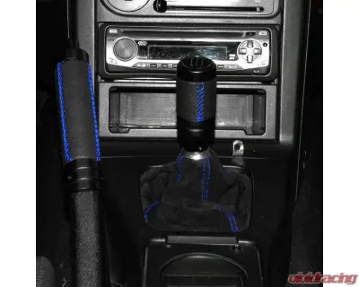 Spec-D Black Suede JDM Manual Shift Boot with Blue Stitching Honda Civic | Del Sol |  Acura Integra 1992-2001 - SKB-BLKSU-BS