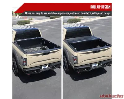 6.5FT Bed Roll Up Tonneau Cover Chevrolet Silverado/GMC Sierra 1500/2015-2019 Silverado/Sierra 2500HD/3500HD 2014-2018 - TCR2-SIV14-65-MP