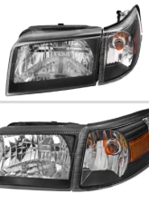 Spec-D Factory Style Headlights & Corner Lamps (Matte Black Headlights/Clear Lens) Mercury Grand Marquis 2006-2011                                     - 2LCLH-GMAR06JM-GO - Image 2