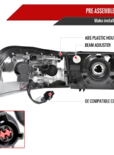 Spec-D Factory Style Headlights & Corner Lamps (Matte Black Headlights/Clear Lens) Mercury Grand Marquis 2006-2011                                     - 2LCLH-GMAR06JM-GO - Image 7