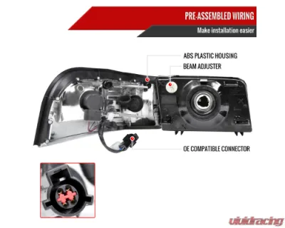 Spec-D Factory Style Headlights & Corner Lamps (Matte Black Headlights/Clear Lens) Mercury Grand Marquis 2006-2011 - 2LCLH-GMAR06JM-GO