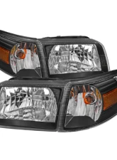 Spec-D Factory Style Headlights & Corner Lamps (Matte Black Headlights/Clear Lens) Mercury Grand Marquis 2006-2011                                     - 2LCLH-GMAR06JM-GO - Image 7