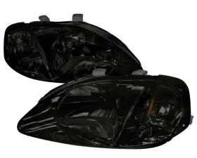 Spec-D Smoked Lens Headlights Honda Civic 1999-2000