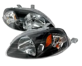 Spec-D Black Housing Headlights Honda Civic 1999-2000