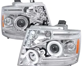 Spec-D Chrome Halo LED Projector Headlights Chevy Avalanche 2007-2010