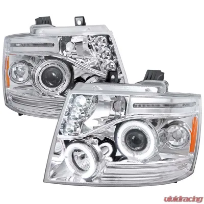 Spec-D Chrome Halo LED Projector Headlights Chevy Avalanche 2007-2010 - 2LHP-AVA07-TM