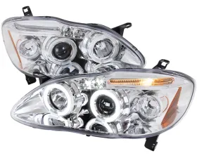 Spec-D Chrome Halo LED Projector Headlights Toyota Corolla 2003-2008