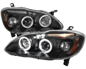 Spec-D Black Halo LED Projector Headlights Toyota Corolla 2003-2008