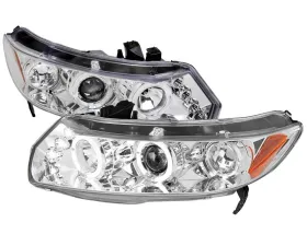 Spec-D Chrome Halo LED Projector Headlights Honda Civic 2006-2010 2D