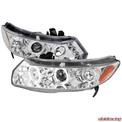 Spec-D Chrome Halo LED Projector Headlights Honda Civic 2006-2010 2D - 2LHP-CV062-TM