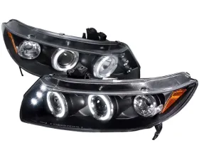 Spec-D Black Halo LED Projector Headlights Honda Civic 2006-2010 2D