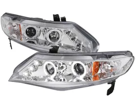 Spec-D Chrome Halo LED Projector Headlights Honda Civic 2006-2010 4D