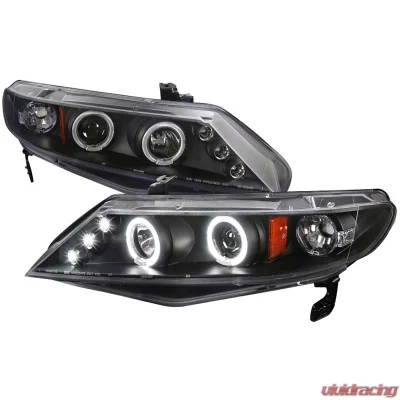 Spec-D Black Halo LED Projector Headlights Honda Civic 2006-2010 4D - 2LHP-CV064JM-TM