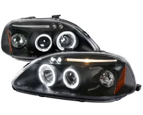 Spec-D Black Halo LED Projector Headlights Honda Civic 1996-1998