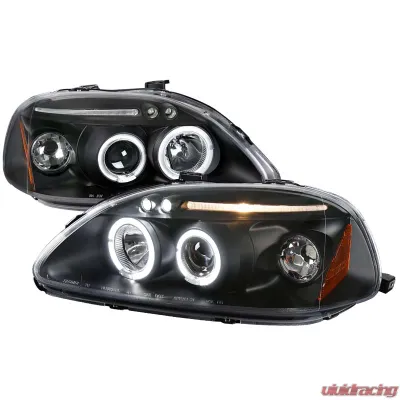 Spec-D Black Halo LED Projector Headlights Honda Civic 1996-1998 - 2LHP-CV96JM-TM