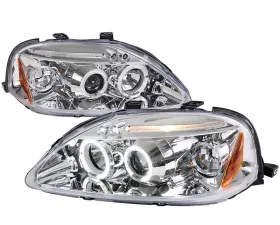 Spec-D Chrome Halo LED Projector Headlights Honda Civic 1999-2000