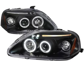 Spec-D Black Halo LED Projector Headlights Honda Civic 1999-2000