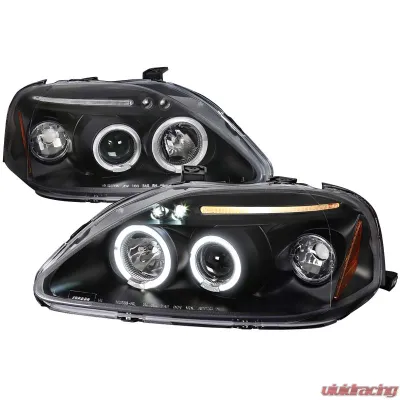 Spec-D Black Halo LED Projector Headlights Honda Civic 1999-2000 - 2LHP-CV99JM-TM