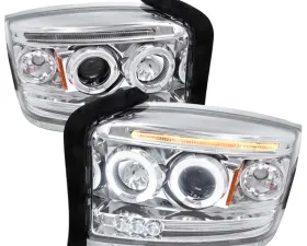 Spec-D Chrome Halo Projector Headlights Dodge Dakota 2005-2008