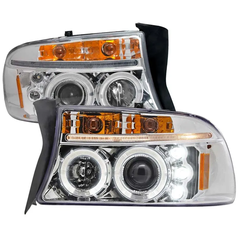 Spec-D Chrome Halo LED Projector Headlights Dodge Dakota 1997-2004 - 2LHP-DAK97-TM