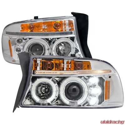 Spec-D Chrome Halo LED Projector Headlights Dodge Dakota 1997-2004 - 2LHP-DAK97-TM