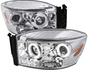 Spec-D Chrome Halo LED Projector Headlights Dodge Ram 2006-2008