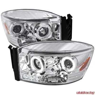 Spec-D Chrome Halo LED Projector Headlights Dodge Ram 2006-2008 - 2LHP-RAM06-TM